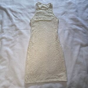Hollister Size XS Sleeveless Lace Bodycon Dress in Cream Mini Ivory Tank‎ Dress